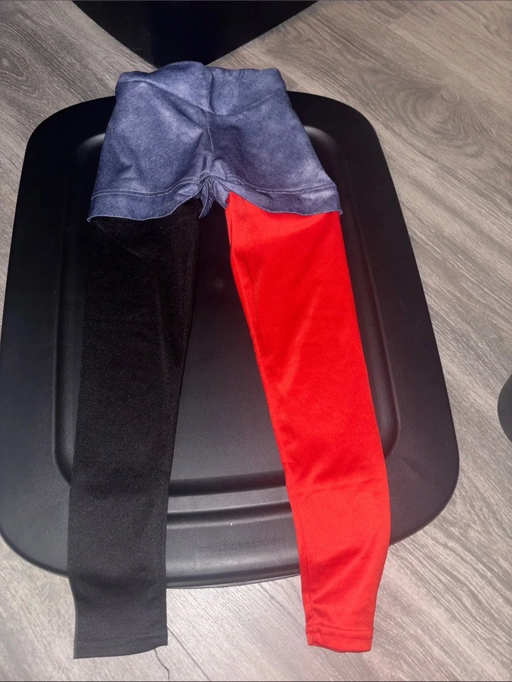 Kids Red and Black Colorblock Leggings - Unbranded